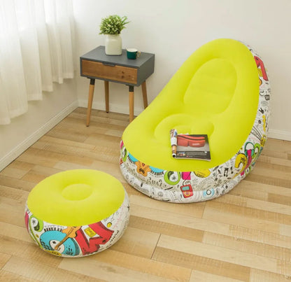 Puff Inflable con Reposa Pies – Comodidad Portátil y Estilo Único 🛋️