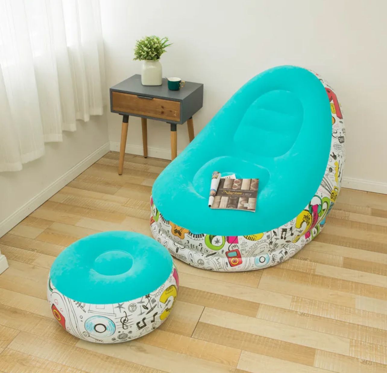 Puff Inflable con Reposa Pies – Comodidad Portátil y Estilo Único 🛋️